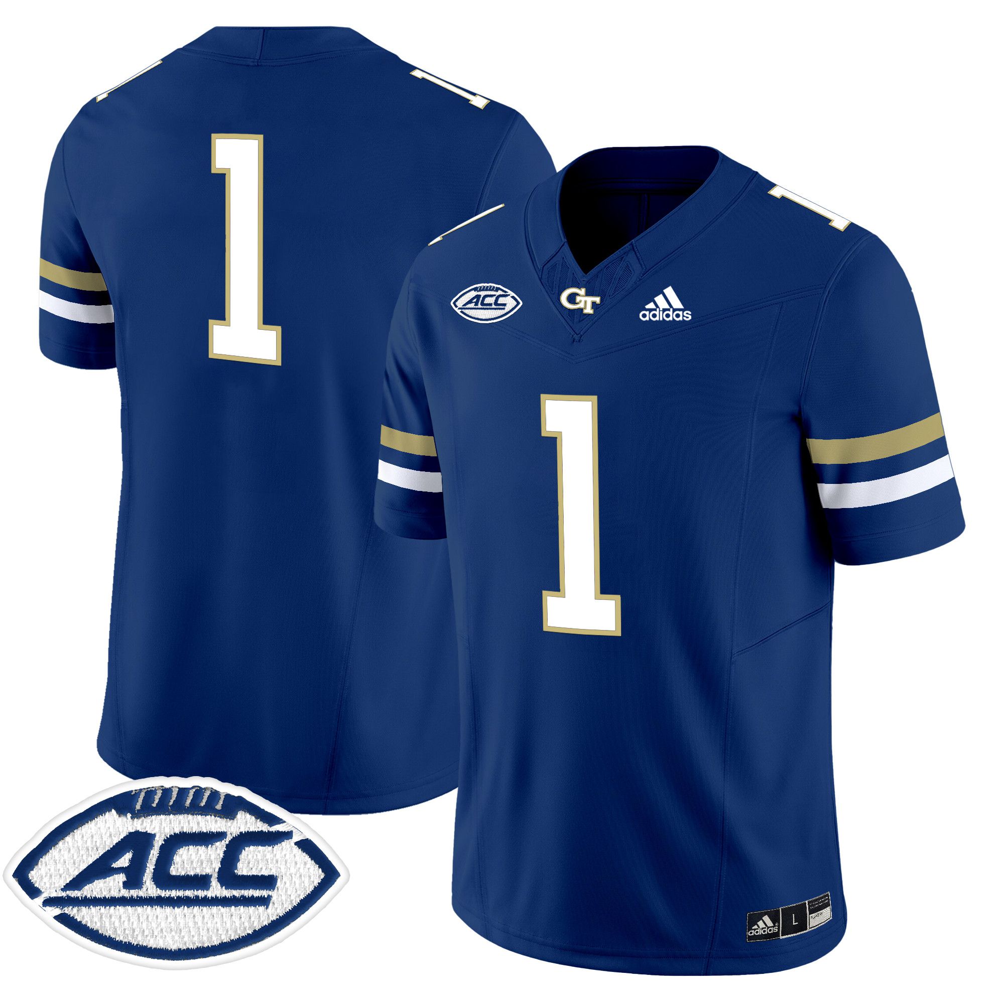 Men Georgia Tech #1 No Name Blue Asidas 2024 Vapor Limited NCAA Jersey style 1->more ncaa teams->NCAA Jersey